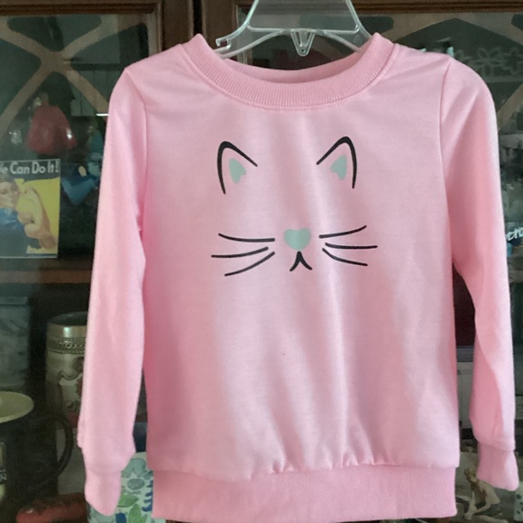 SHEIN Pink Cat Design Kids Sweatshirt - Picture 1 of 4